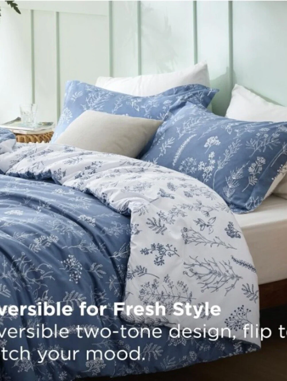 REVERSIBLE COMFORTER SET-2PC-TWIN/XL TWIN-INFINITY BLUE